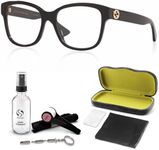 Gucci GG0038ON Classic Square Shape Eyeglasses + Bundle with eSHADES Luxury Eyewear Kit, Black, 54mm