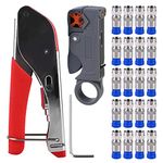 Coax Cable Crimper Kit, Coax Crimping Tool Coax Cable Crimper Tool Kit, F-Type Compression Crimping Tool with Crimp Connector Tool and Rotary Coaxial Cable Cutter for Coaxial Cable RG58/59/62/6/174