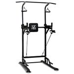 SK Depot Power Tower Dip Station Multifunction Workout Machine 12 Levels Height Adjustable Fitness Equipment For Home Gym Pull Up Bar Training Muscle Body Strength