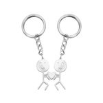 2Pcs Love Keychains Smiley Face Key Chain Heart Keychain Clip, Door Car Key Chains for Ladies Men Kids, Gift for Lovers, Couples, Parents, Friends (Silver 3)