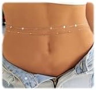 ASCOMY Waist Chains for Women 14K Plated 2Pcs Body Chains Silver Waist Chain Layered Coin Small Balls Belly Belt Body Chains Adjustable Bikini Body Jewelry Daily Chain Belts Gifts for Women