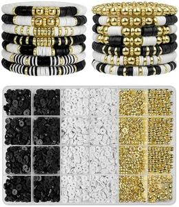 ClaBead Bracelet Making Kit for Boys 3200Pcs, Clay Beads Bracelet Kit with Gold Beads and Gold Flower, Swift Friendship Beads Bracelet Kit for Bracelets Making