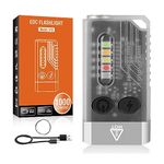 Mini Keychain Flashlight, 1000 High Lumens EDC Flashlight with 365nm UV Black Light, 12 Modes Rechargeable Pocket LED Flash Light with COB Light - IPX4 Water Resistant, USB-C, Tail Magnet, Buzzer