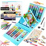 KINSPORY Art Supplies for Kids, 290 PCS Art Sets For Kids, Deluxe Painting Art Kit, Coloring Drawing Art Supplies Case Gift for Artists Teens Boys Girls 4 5 6 7 8 9 10 11 12 (Blue)