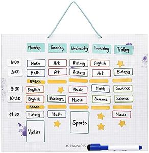 Navaris Tableau Magnétique Organiseur - Panneau Effaçable 40,2x32,1x1,7cm pour Planning Repas Activités - 115x Aimant - 7X Étoile - 1x Marqueur
