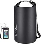 OMGear Waterproof Dry Bag Backpack Waterproof Phone Pouch 40L/30L/20L/10L/5L Floating Dry Sack for Kayaking Boating Sailing Canoeing Rafting Hiking Camping Outdoors Activities (Black, 20L)