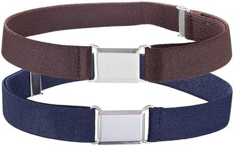 HOLD'EM children’s Elastic silver Buckle Belts Boys girls Toddler Size 2t 3t 4t 5t -2 Pack Navy/Brown, Pack of 2 - Navy and Brown, One size