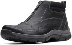 Clarks Men's Walpath Zip Oxford Boot, Black Leather, 10.5