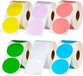 6 Rolls 2 Inch Circle Direct Thermal Sticker Labels, Round Printer Label Dot Sticker for Color Coding, Envelope Seal, Inventory, Business Labeling, Compatible with Rollo, Zebra (Vivid Color)