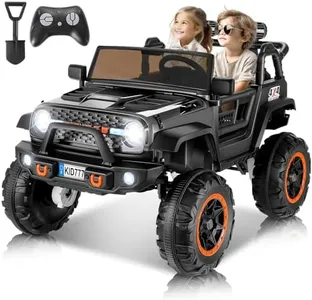 Hikole 2 Seater Ride On Toys Car for Big Kids, 24V Electric Jeep w/20 Large Wide Seat, 2WD/4WD Switchable, 4X100W Engines, Music, Suspension, Battery Powerd Cars Vehicles for Kids Boys - Black