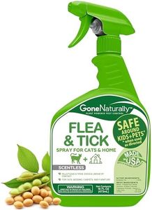 GoneNaturally Flea and Tick Spray for Cats & Home – Scentless Plant-Based Cat Flea Spray with No Essential Oils – Kills Fleas, Ticks, Eggs & Larvae on Cat's Fur, Bedding & Furniture (16oz)