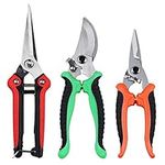 3 Packs Pruning Shear Set, Professional Pruning Shears Heavy Duty Garden Shear with Safety Lock, Hand Shock-Absorbent Pruner Shears for Flowers and Small Garden (Red+Orange+Green)