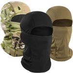 WTACTFUL 3 Pieces Balaclava Face Ski Mask for Men, Summer Breathable Full Face Cover Mask for Motorcycle Cycling Skiing Outdoor Sports Black Brown Camouflage