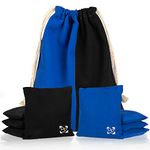 Professional Cornhole Bags - Set of 8 Regulation All Weather Two Sided Improved Bean Bags for Pro Corn Hole Game - 4 Blue & 4 Black