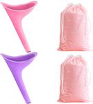 2 Pcs Female Urination Device, Portable Reusable Silicone Female Urinal for Women, Soft and Flexible, Allows Women to Pee Standing Up for Hiking, Camping, Travel Outdoor, includes Waterproof Bag