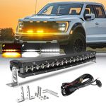 COLIGHT 20 inch Single Row Curved LED Light Bar 6500K Driving Light White Amber Warning Light 12V Axiliary Light with Wiring Harness for Offroad Car Truck Pick-up UTV Fog Light