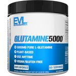 Evlution Nutrition L-Glutamine 5000, 5g Pure L Glutamine Per Serving, Post Workout, Vegan, Gluten-Free, Unflavored Powder (60 Servings)