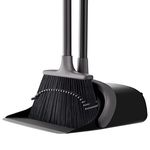 Long Handled Dustpan and Brush Set,Dustpan and Brush Sets Long Handle with Smooth Rubber Lip,Stand Up Dust Pan Brushes Set with 52" Long Handle Broom,Broom and Dustpan Set for Office Home Kitchen