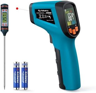 Tilswall Infrared Thermometer, Laser Temperature Gun, -50°C~600°C (-58F~1112F)with Adjustable Emissivity, for Cooking/Pizza Oven/BBQ/Vehicle Repair, Meat Thermometer included, Not for Human(blue),W301