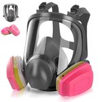 GSHUBB Full Face Mask with 60926 Cartridges - Anti-Fog Reusable Gas Cover Organic Vapour Masks Nuclear Paint Mask for Painting, Dust, Formaldehyde, Epoxy Resin, Sanding, Cutting