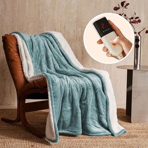 JET'S HOME Electric Blanket 130x160cm - Heated Blanket 6 Heat Settings Digital Controller Adjustable Timer up to 10 Hours - Heated Throw Machine Washable Overheat Protection CE Certified (Blue)