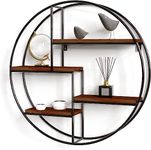 Desire Shop Wall Shelf, Heart Shaped Floating Shelves Wooden Modern Retro Bookshelf for Home Living Room Bedroom Display Rack (Black Round 2)