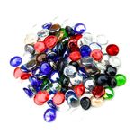 ARSUK Flat Glass Marbles Decorative Pebbles Mosaic Beads Gems Vase Fillers Floral Stones Aquarium Décor (Mixed Pebbles - 1 LB)