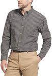 Arrow 1851 Men's Hamilton Poplins Long Sleeve Button Down Plaid Shirt, Black Plaid, Medium