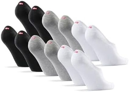 DANISH ENDURANCE 6 Pack Cotton No Show Socks, Silicone heel, Men and Women, 2 x black, 2 x white, 2 x grey, 6-8