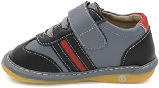 Little Mae's Boutique Black and Gray with Red Stripe Boy Sneaker Squeaky Shoes Black Size: 6 Toddler