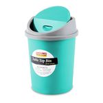 RATAN PLASTICWARE Euro Clean Table Top Small Mini Dustbin with Lid for Study Table, Desk, Kitchen Sink, Car, Kids Room Compact and Stylish Waste Storage Garbage Bin 2 Litre HD Green