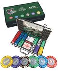 Bullets Playing Cards 'Tony' Poker Set with 300 Clay Poker Chips - including Ceramic Dealer Button, Double Pack of Bullets Poker Cards