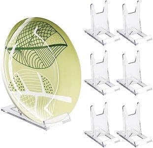 Fowecelt Plate Display Stands Clear - 6 Set Plate Stand for Display, Plate Holders Display Stand, Adjustable Sliding Acrylic Plastic Display Stands Easel for Photos, Place Cards, Phones, Books