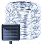 KINGCOO Solar Rope Lights Outdoor, 12M/39ft 100LED LED Rope Lighting Waterproof Copper Wire Rope String Light for Outdoor Indoor Home Garden Patio Parties (White)