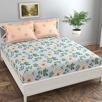 Florida Prime Bedsheet for Queen Size Bed with Pillow Cover and Made of Cotton with Floral Print