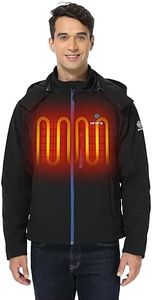 ORORO Men's Soft Shell Heated Jacket with Detachable Hood and Battery Pack (Black/Blue,L)