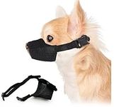 Dog Muzzles to Prevent Biting Eating Barking and Chewing, Nylon Muzzle for Small Medium Dogs with Breathable Mesh，Soft Dog Mouth Guard with Adjustable Loop (S)