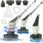 Electric Spin Scrubber, [IPX8 Waterproof] Homtronics Cordless Electric Cleaning Brush with 4 Replaceable Brush Head, 400r/min Speed, 120min Work Time, Adjustable Long Handle for Bathroom, Kitchen