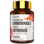 Lumbrokinase Supplement 100mg │ Maximum Activity - 1,000,000 LKU │ Lumbrokinase Capsules with Nattokinase 100mg 2000 FU for Blood Circulation and Cardiovascular Health, 60 Capsules