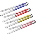 4Pcs Stainless BBQ Tongs Kitchen Tongs BBQ Tongs, Serving Tongs for Cooking, 10 inch Steel Metal Food Pliers with Anti Slip Comfortable Handle,High Temperature Resistant Barbecue Pliers