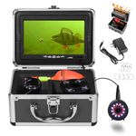 MOQCQGR Underwater Fishing Camera, Portable Video Fish Finder wiht 7 inch HD Monitor 1200TVL Camera, 12pcs IR and 12pcs LED White Lights for Ice,Lake and Boat Fishing (Black)