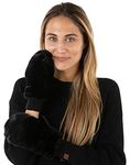 MT-100-71506 Mittens Women's Faux Fur Warm Fuzzy Soft Fingerless Gloves - Black