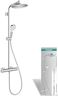 hansgrohe Crometta S - Colonne de douche avec mitigeur thermostatique, douche pluie 240 mm avec robinet, douchette, support, flexible de douche, barre et douche de tête ronde 1 jet, Chromé, 27267000
