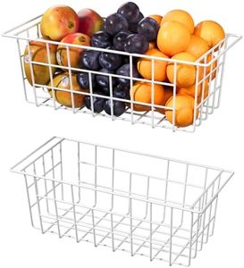 KIKIBRO Freezer Organizer Bins, Freezer Baskets for Chest Freezer, Deep Upright Freezer Storage Bins, 17.5 Inch, 2 Pack