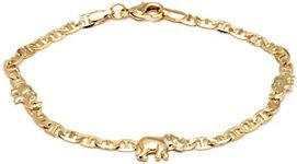 Barzel 18K Gold Plated Elephant Bracelet For Women Mariner Elephant Bracelet (Flat Marina BR155-7.5)