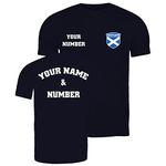 lepni.me Mens Scotland Football T Shirt Your Name Number Scottish Flag Badge Personalized Jersey Custom Soccer World Cup 2022 (XXL Navy Blue Multi Color)