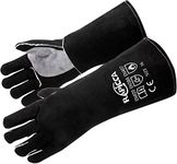 RAPICCA Welding Gloves Fire Heat Resistant: Black 16IN - Fireproof Leather For Stick Mig Flux-Core Welder Forge Blacksmith Fireplace Wood Stove Fire Pit Furnace Handling Dry ice - One Size 662℉