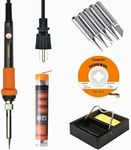 TOWOT Electronics Soldering Iron Kit with Solder Wick, Solder Wire, Solder Sucker, and Soldering Iron Stand - Fast Heating, Lightweight & Portable