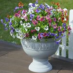 Ivydale Artificial Faux Plants Flowers for Outdoor Outside Spring Summer Decoration, 12 Bundles UV Resistant Realistic Fake Silk Colorful Pansy Eucalyptus for Home Planter Front Door Porch Yard Patio