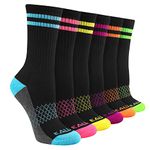 eallco Womens Crew Socks Athletic Calf Work Socks Running Long Cushioned Sole Socks 6 Pairs, 6 Pairs Black, One Size